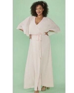 Modcloth Chiffon Gown Queen of Eden Maxi Medium Wrap Blush Pink Homecoming NEW